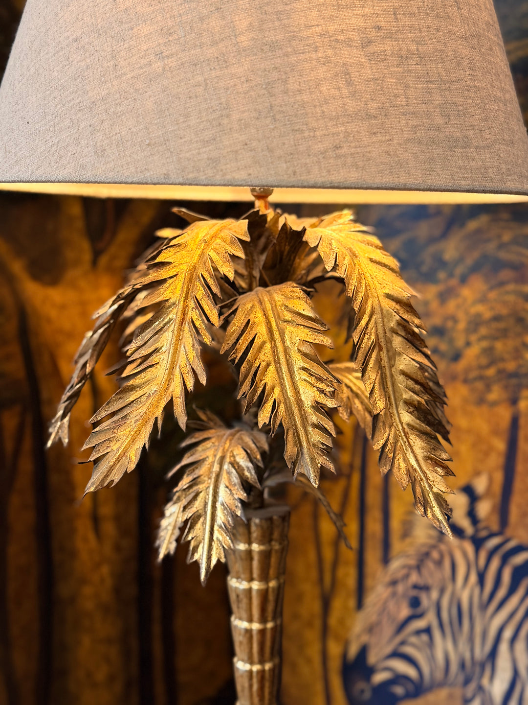Hollywood Regency Gilt Palm Lamp, Attributed to Warren Kessler