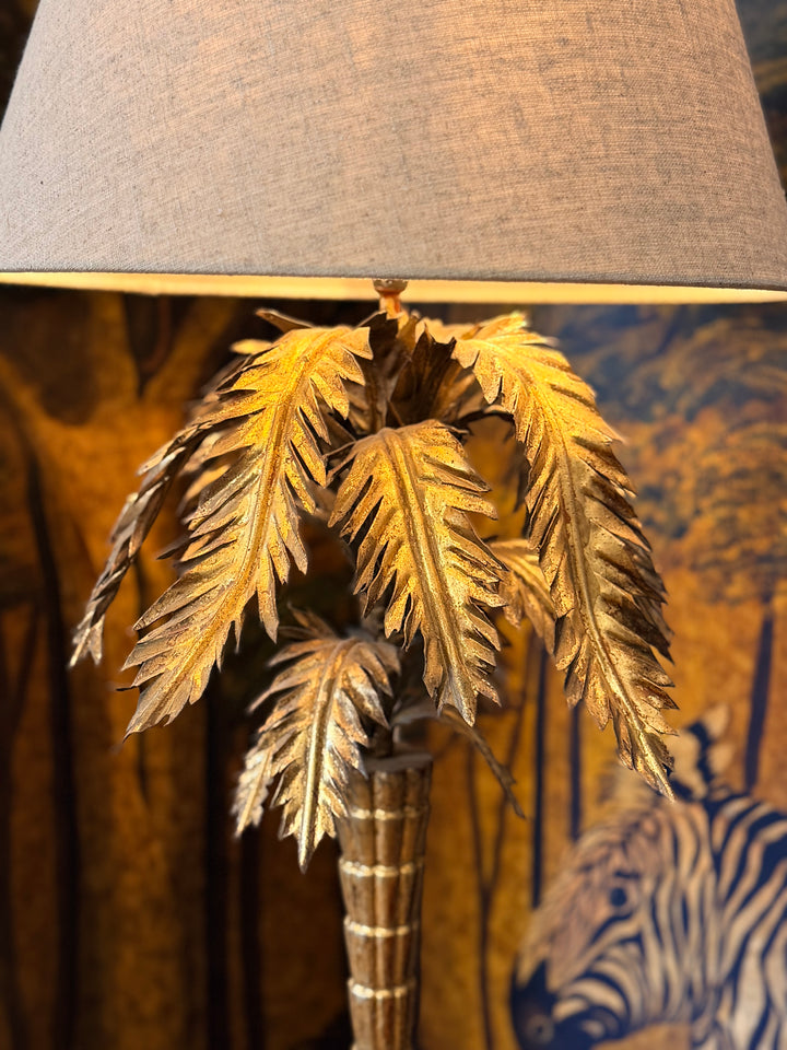 Hollywood Regency Gilt Palm Lamp, Attributed to Warren Kessler