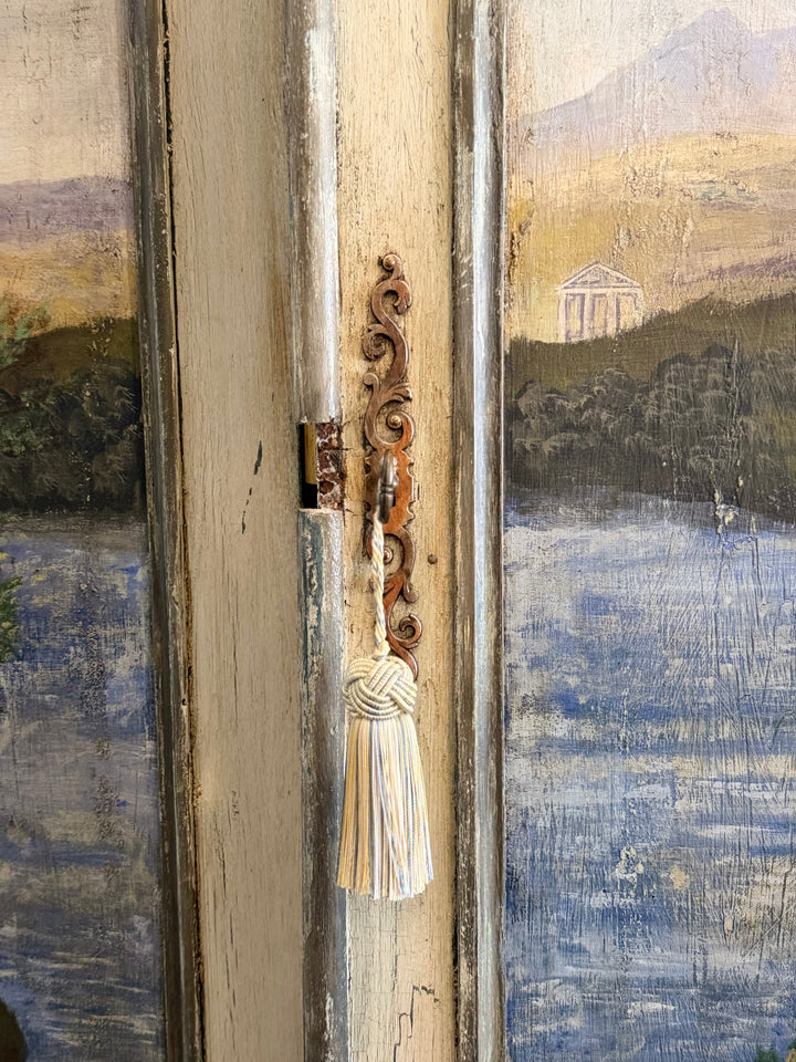 Early 20th Century Italian Hand-Painted Landscape Cabinet