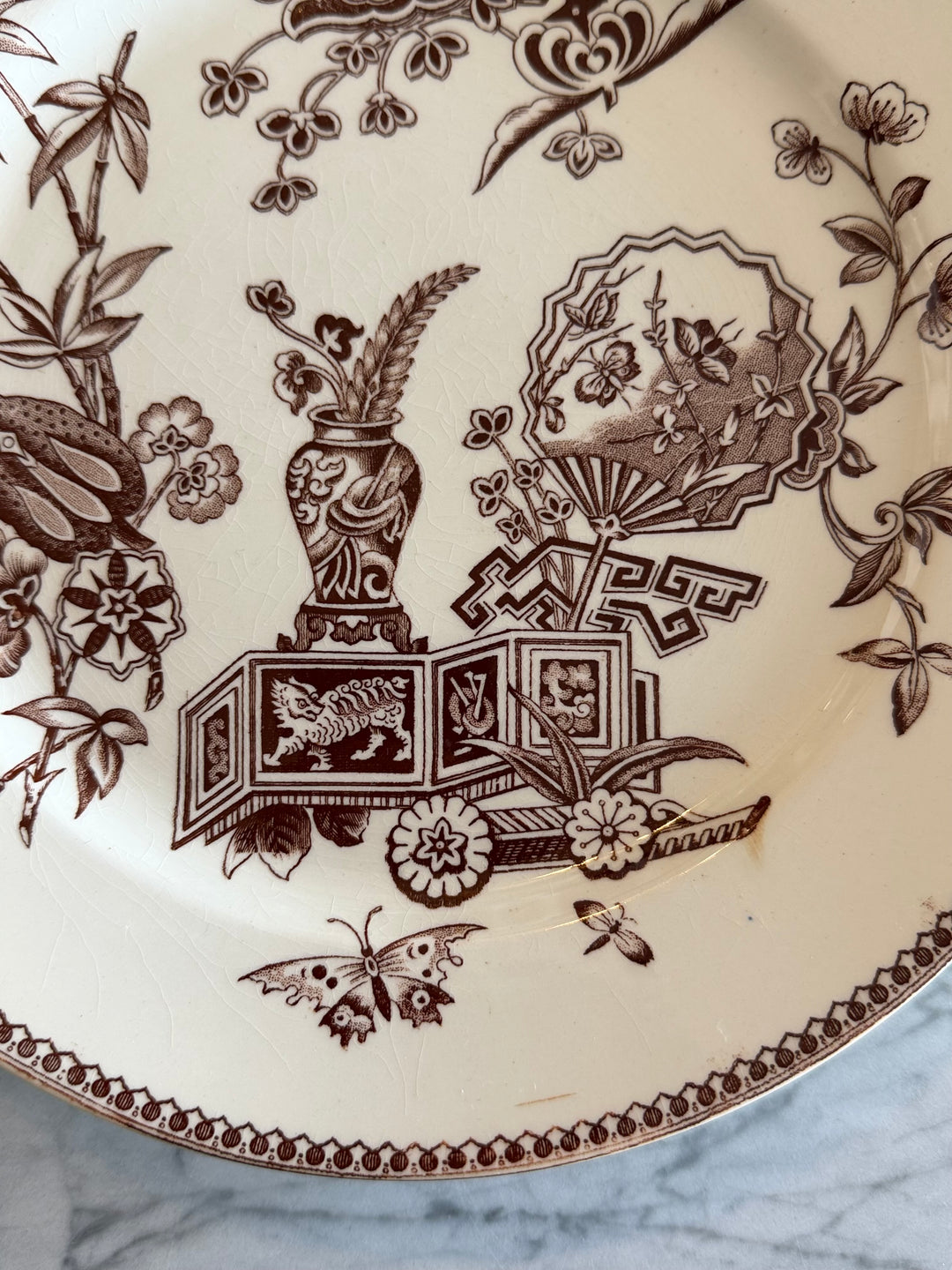 Victorian Aesthetic Movement Transferware Plate with Japonisme Motifs, T. Elsmore & Son, England