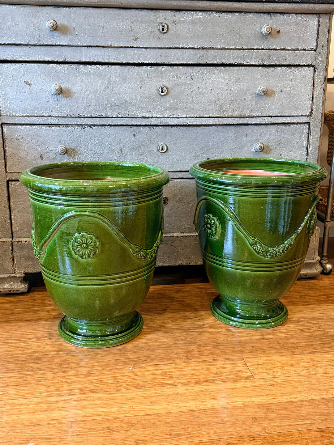 Italian Emerald Glazed Terracotta Garden Pot