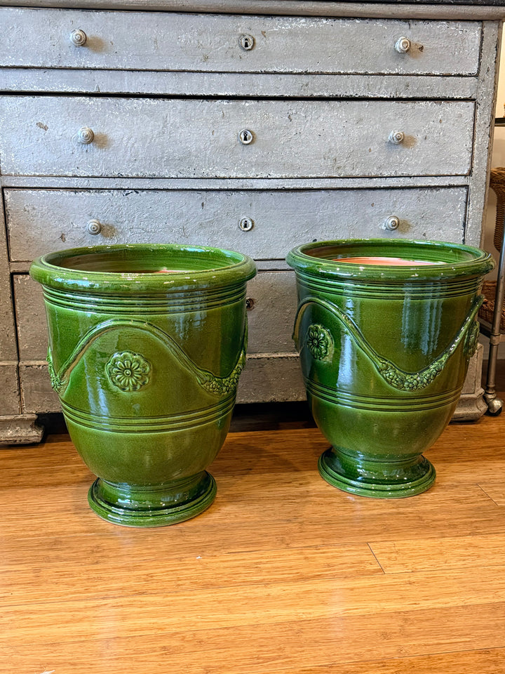Italian Emerald Glazed Terracotta Garden Pot
