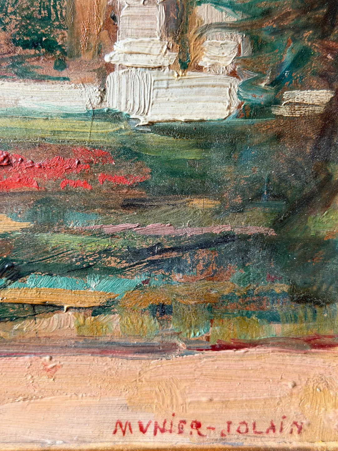 French Impressionist Garden Scene, Trianon at Versailles — Oil on Board