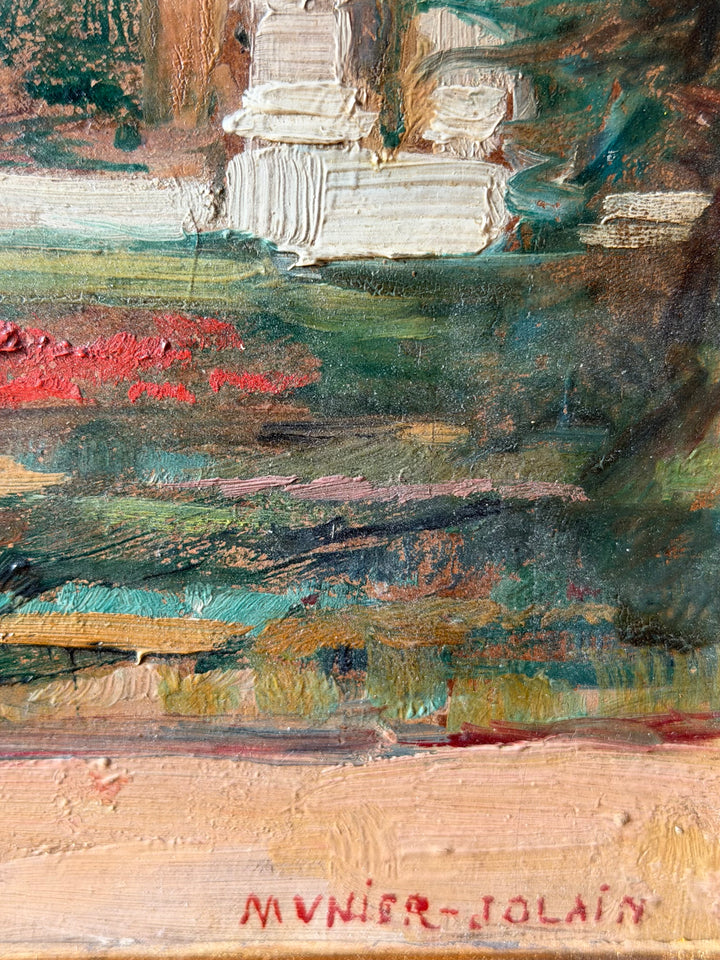 French Impressionist Garden Scene, Trianon at Versailles — Oil on Board