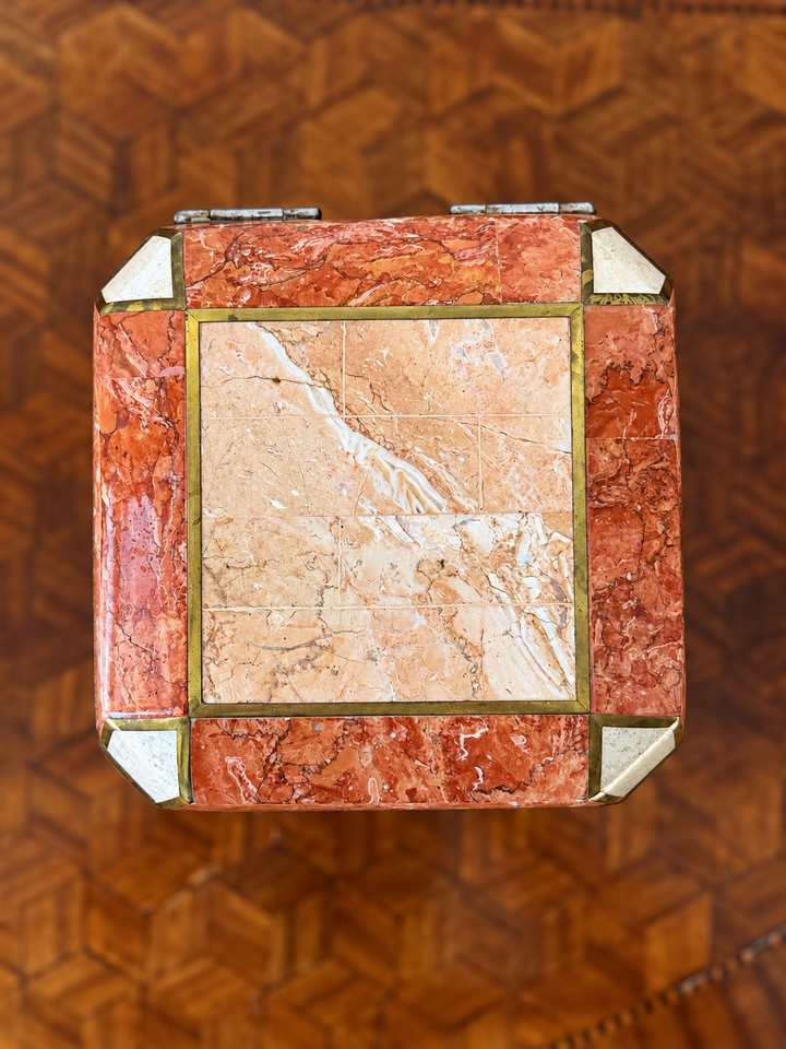 Tessellated Red Marble and Brass Box