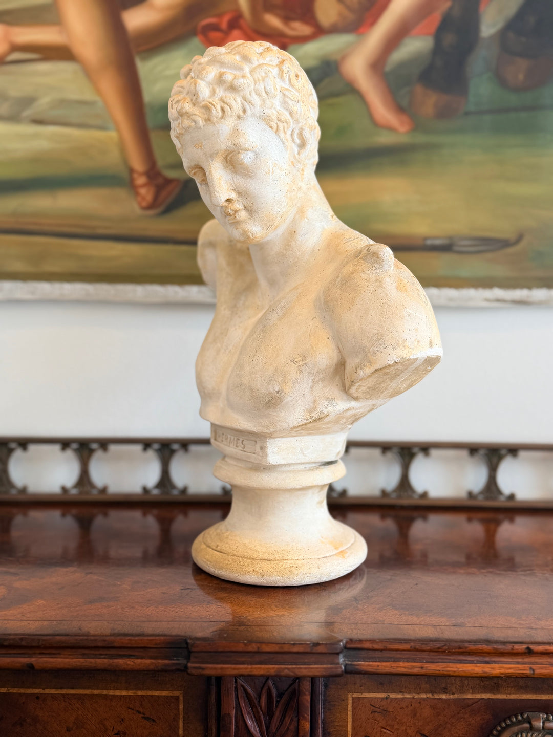 Classical Plaster Bust of Hermes, English School, circa 1940