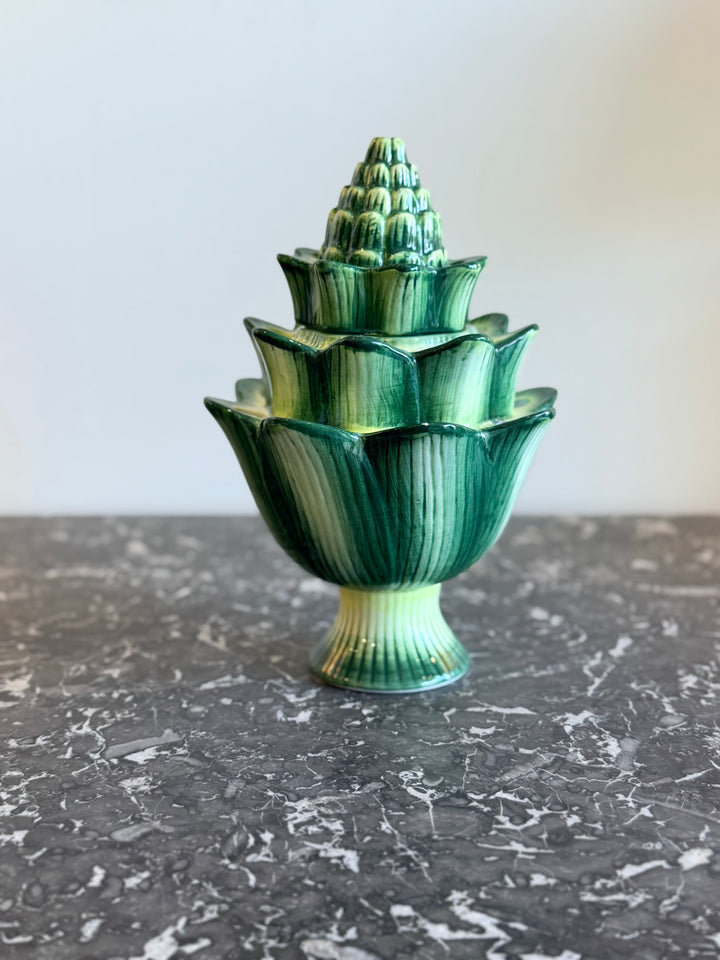 Small Green Glazed Artichoke Tulipière - Imperfect
