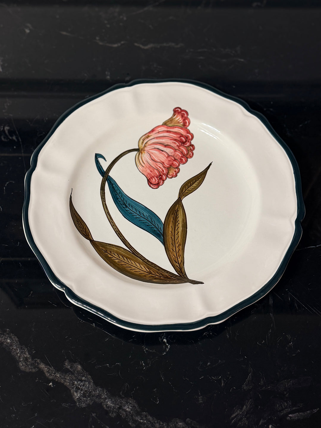 Italian Hand-Painted Botanical Plates - Set of 4 - 20th Century
