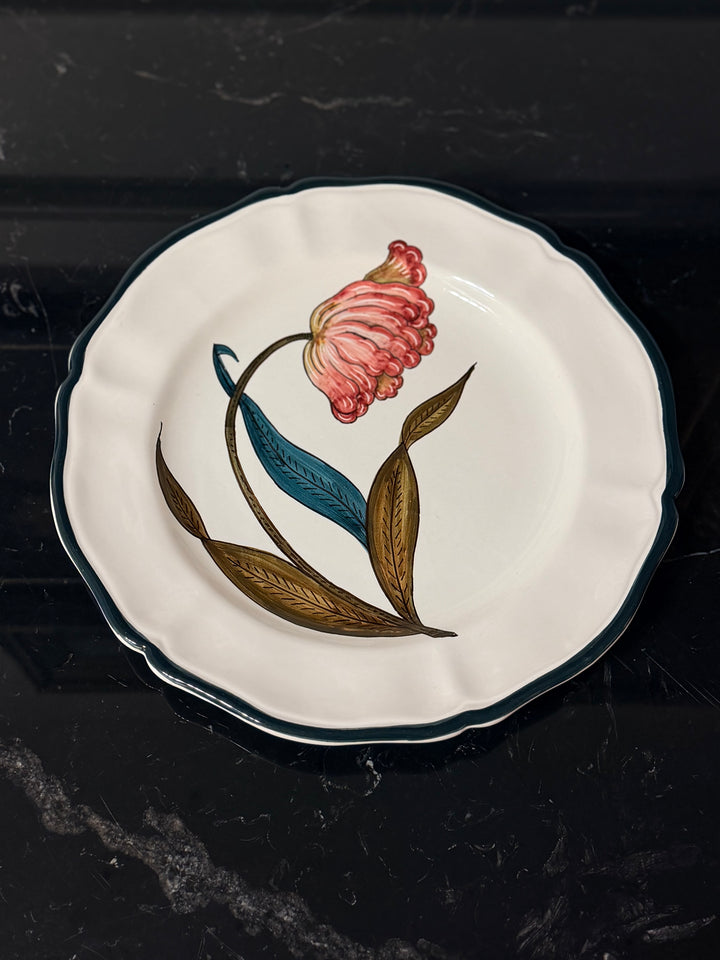 Italian Hand-Painted Botanical Plates - Set of 4 - 20th Century