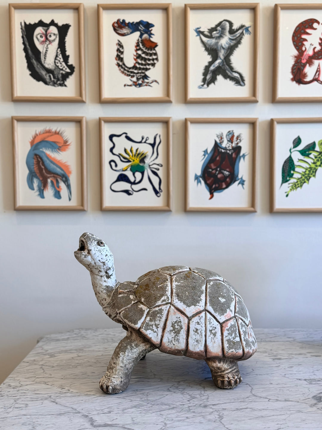 Mid-20th century Italian garden turtle fountain sculpture by Housebound Interiors, featuring a detailed stone turtle design for outdoor decor.