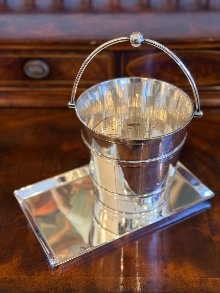 19th Century English Silverplate Ice Bucket with Swing Handle