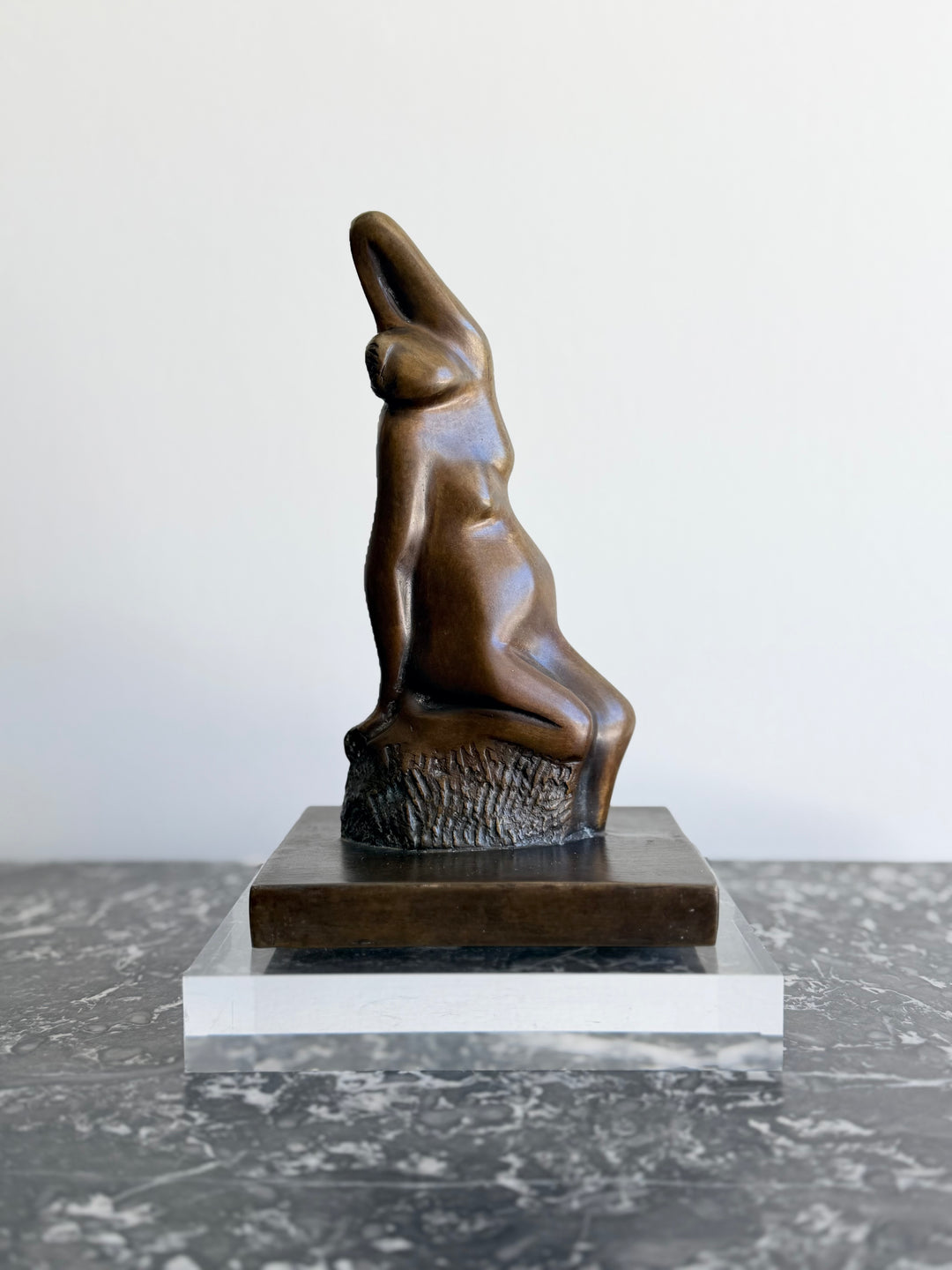 Modernist Bronze Seated Nude Sculpture
