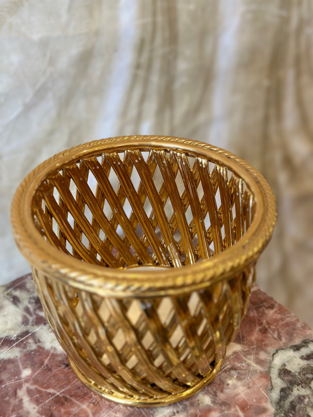 Italian Gilt Rope Jardiniere