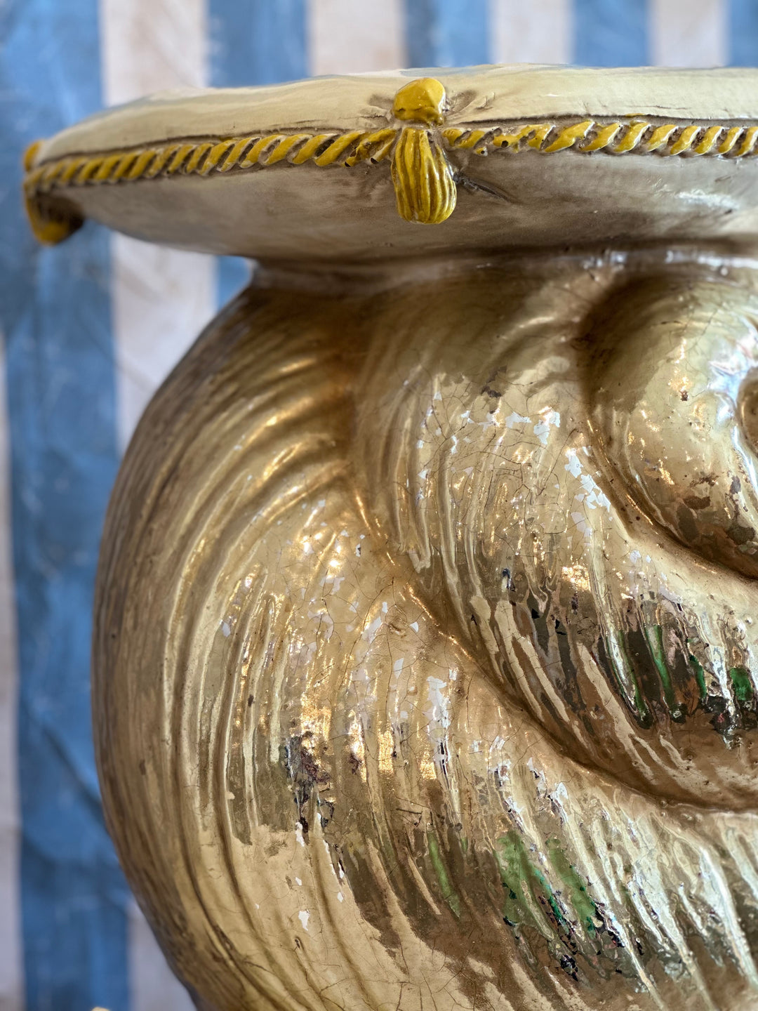 Rare Whimsical Gilt Snail Stool or Drinks Table, Italy, c. 1970s