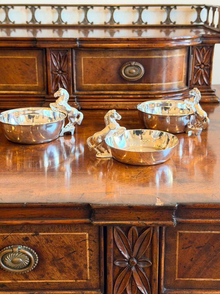 Set of Three English Silver-Plate Horse Bowls - England, Mid-20th Century