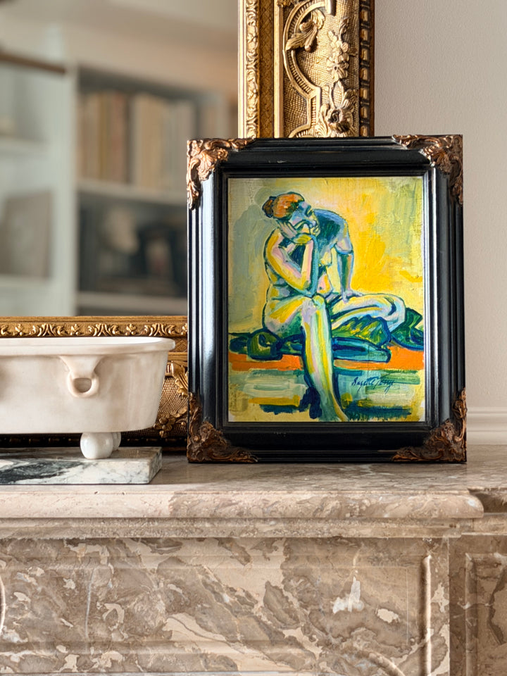 Expressionist Figurative Painting - Seated Figure - 20th Century