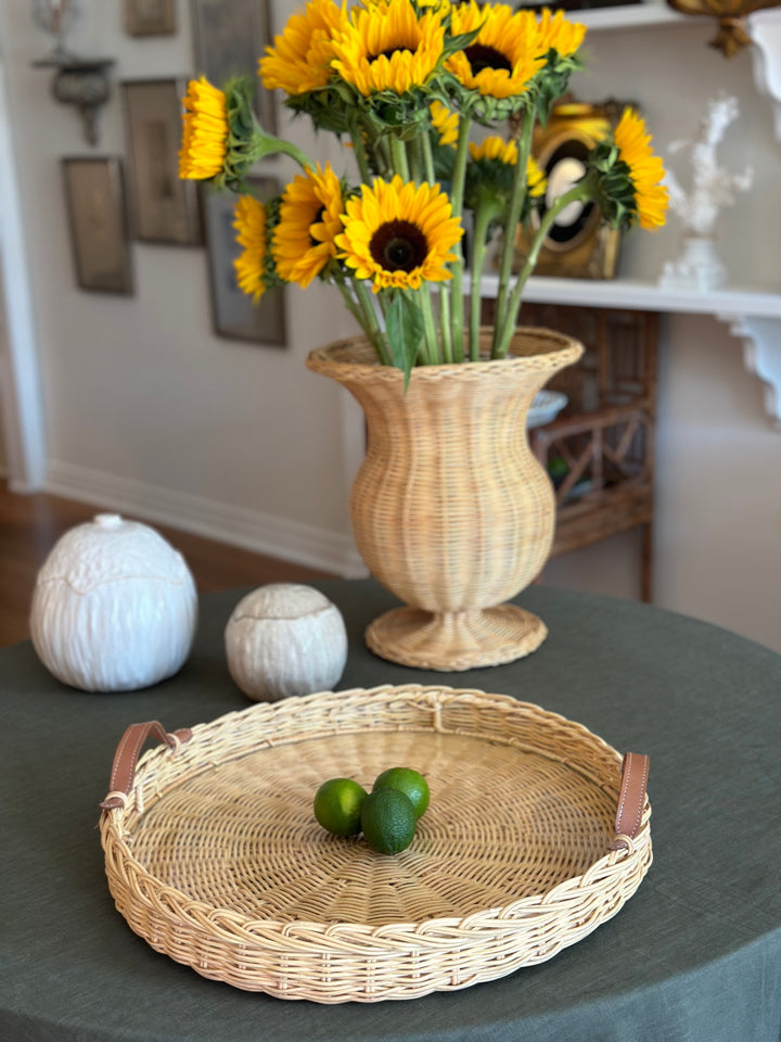 Woven Wicker Round Tray