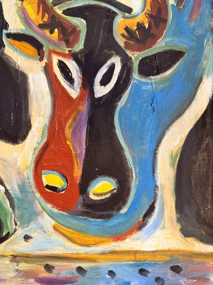 French Modernist Composition with Mask and Animal Figure, Circa 1950