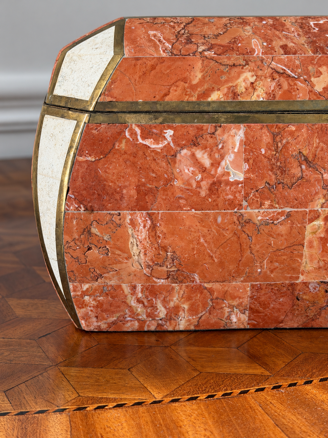 Tessellated Red Marble and Brass Box