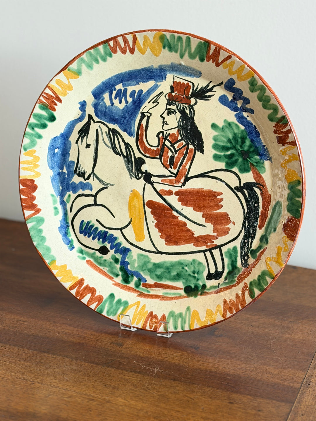 Cubist Equestrian Earthenware Ceramic - 20th Century