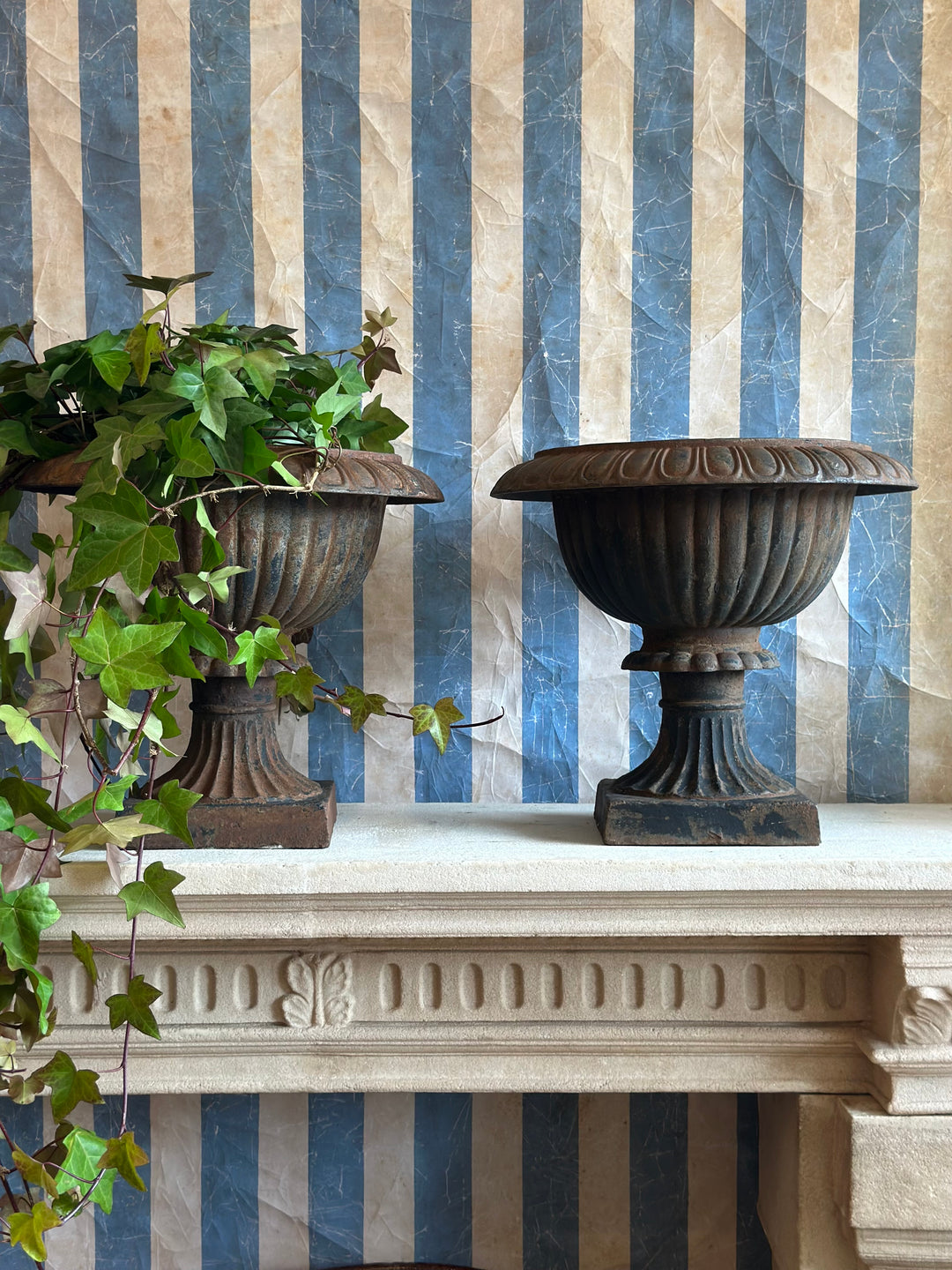 Neoclassical Cast Iron Urns - Pair