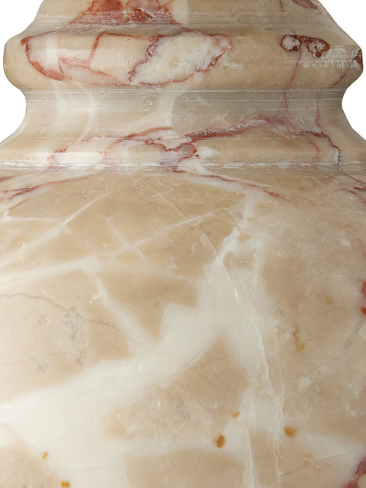 Petite tan marble table lamp by Housebound Interiors, featuring a sleek design and modern aesthetic for stylish home lighting.