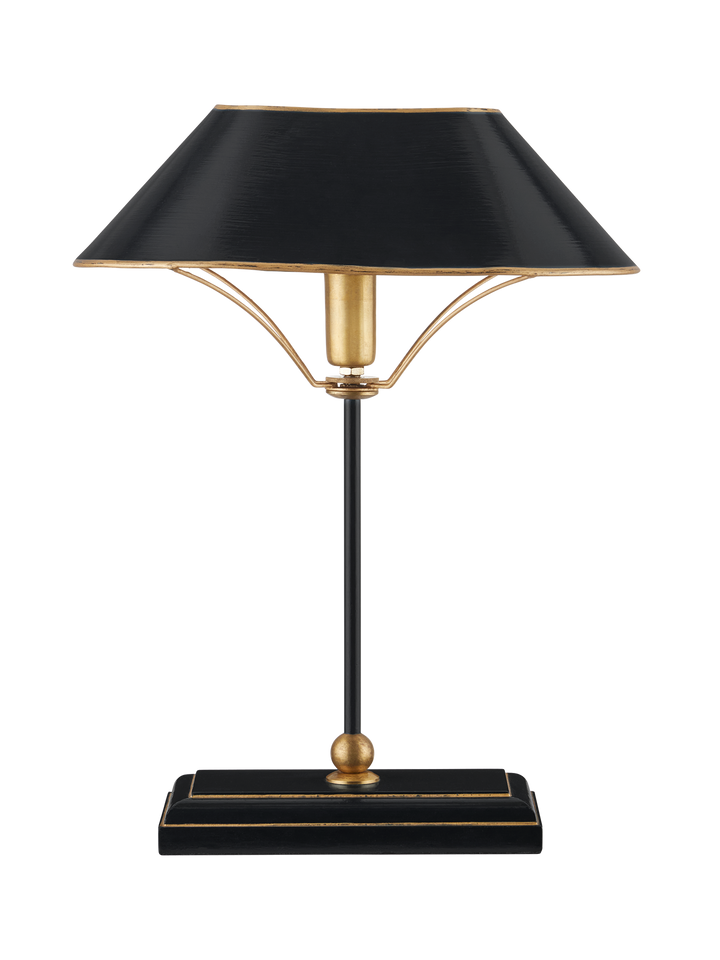 Black and Gilt Toleware Table Lamp