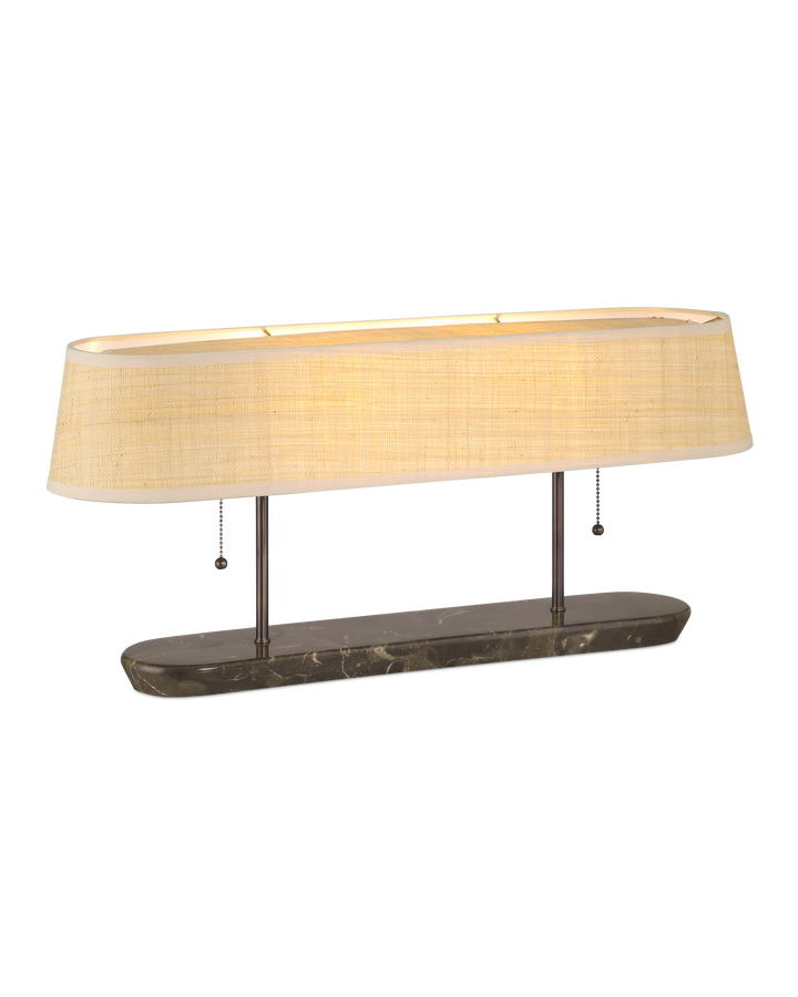 Marble Gallery Lamp with Woven Shade