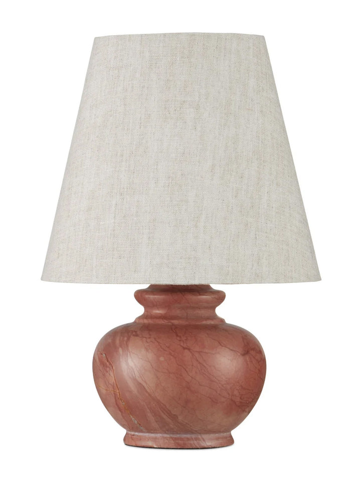 Pink petite Rosa marble table lamp by Housebound Interiors with a sleek, modern design and smooth marble base.