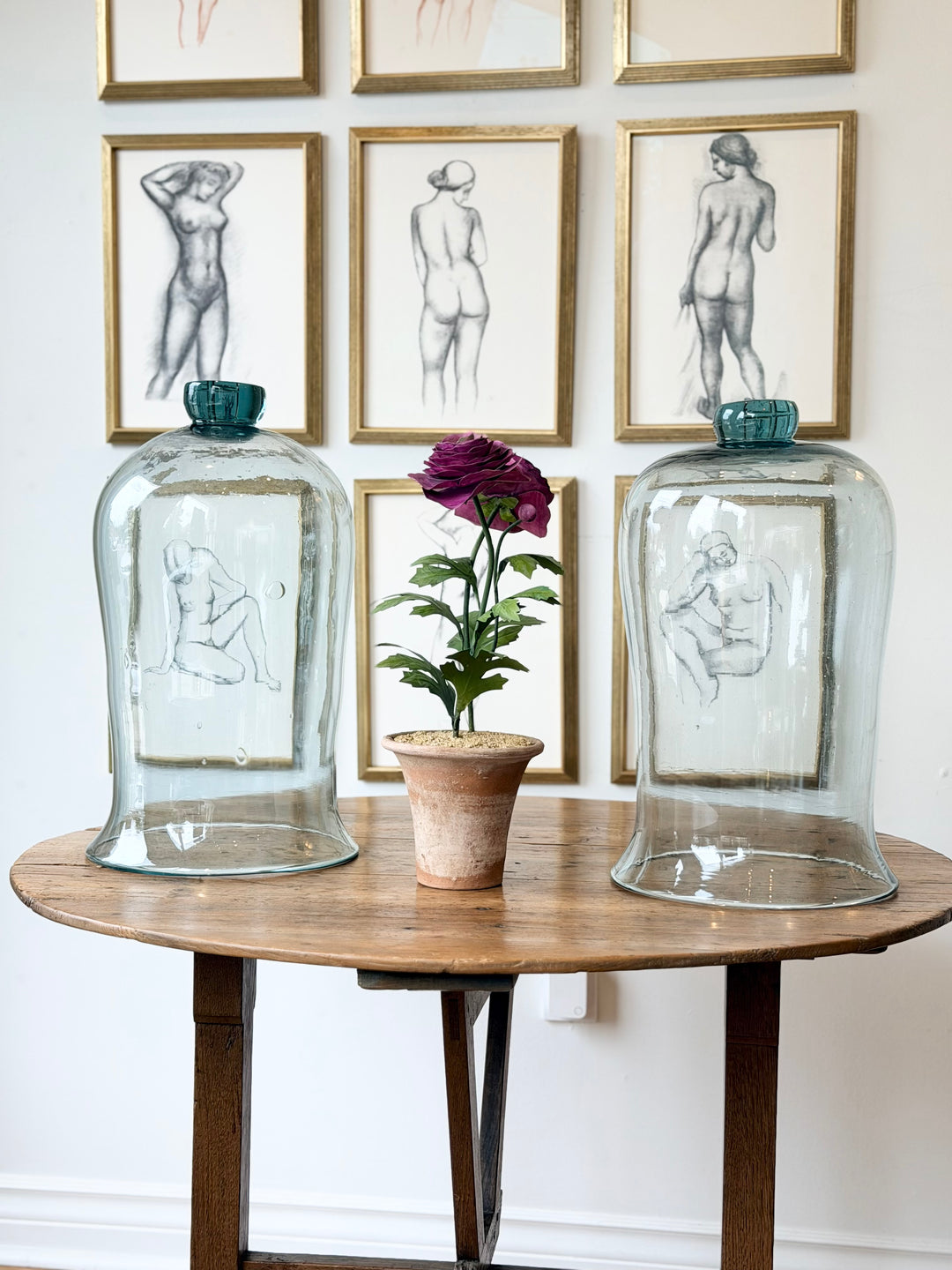 Hand-Blown Glass Display Cloches, circa 19th Century