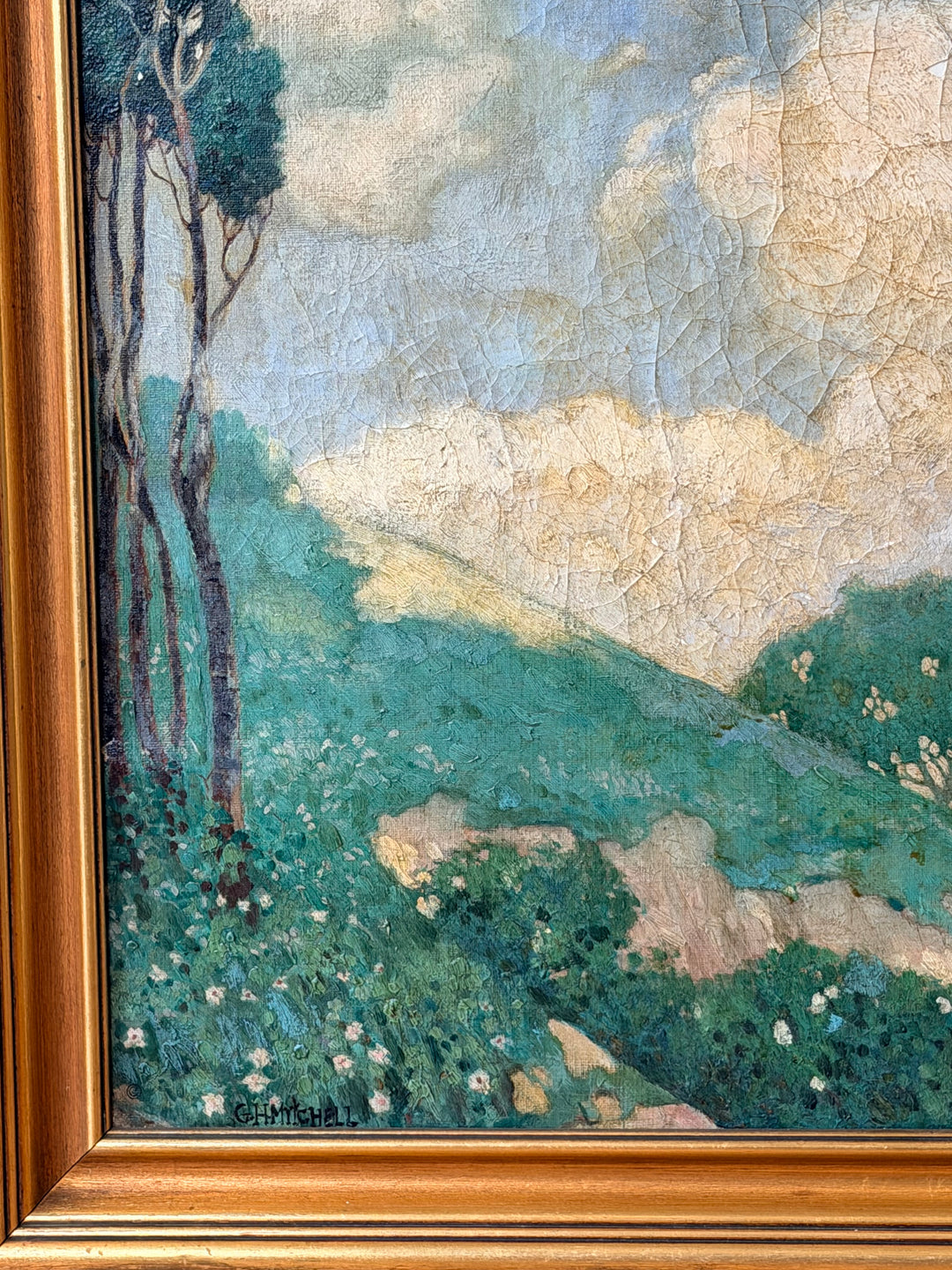 Late 19th Century French Mediterranean Coastal Landscape with Cypress Trees
