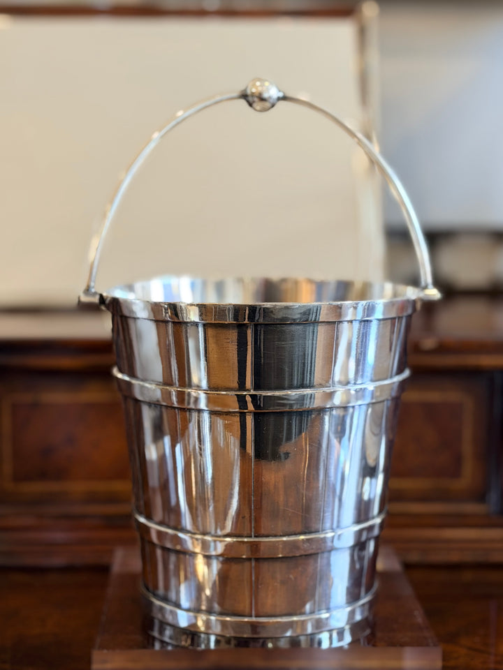 19th Century English Silverplate Ice Bucket with Swing Handle