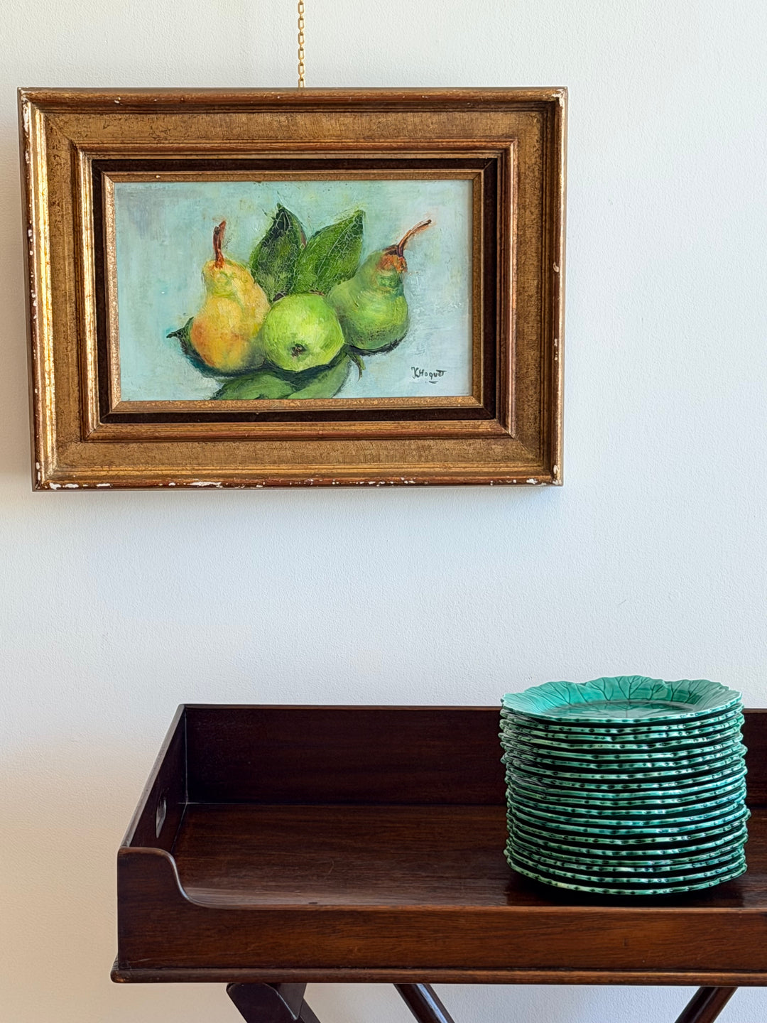 French Still Life of Pears, Oil on Canvas, Early 20th Century