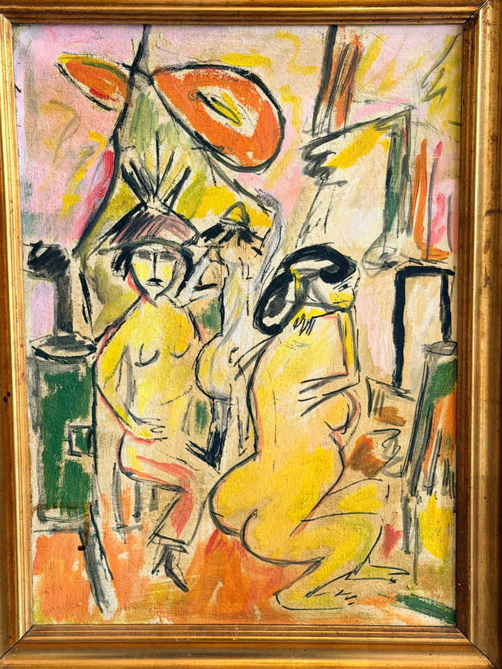 French Modernist Figurative Oil Painting - 1950s
