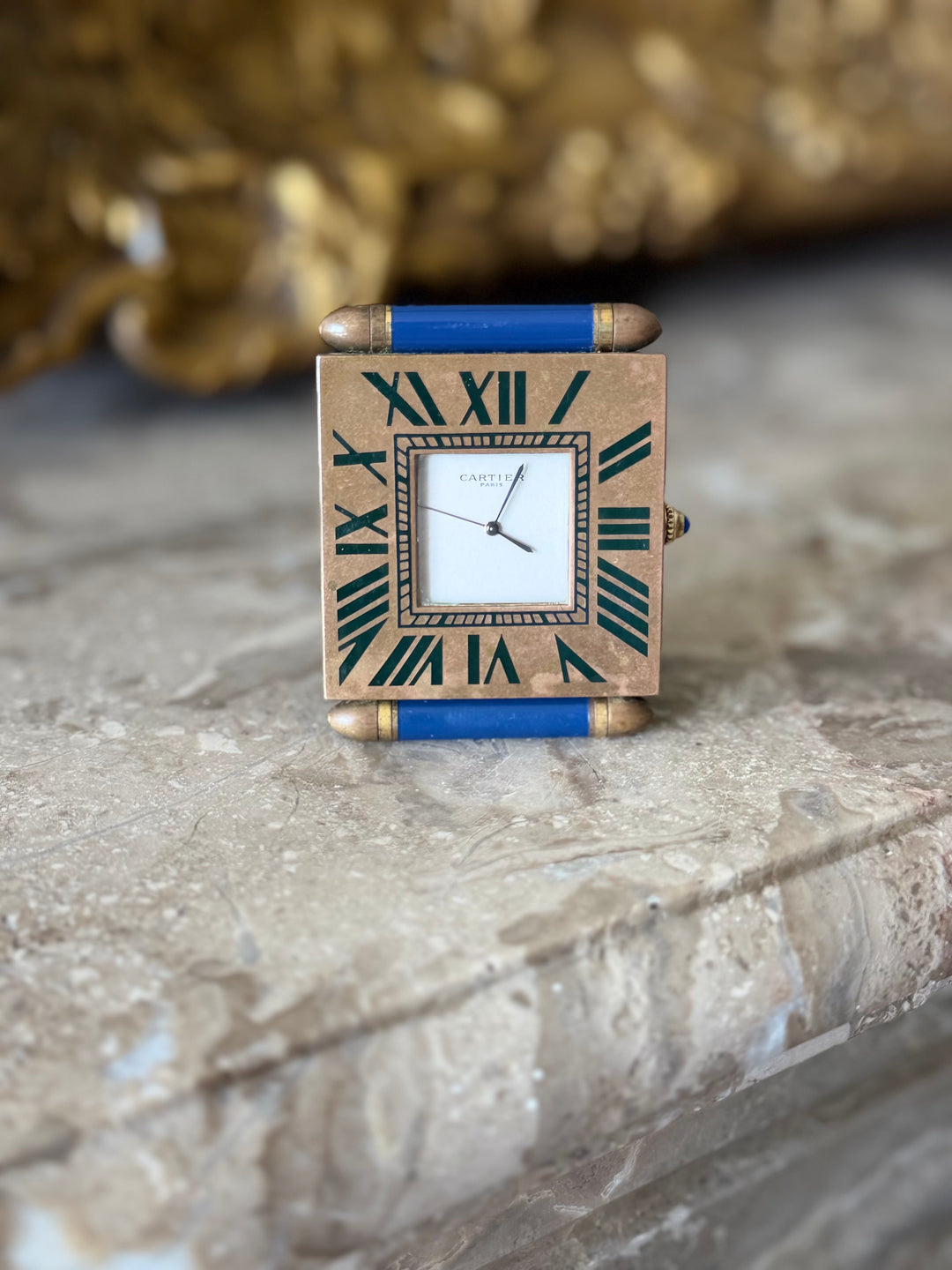 Cartier Paris Lapis Dial Folding Desk Clock, France