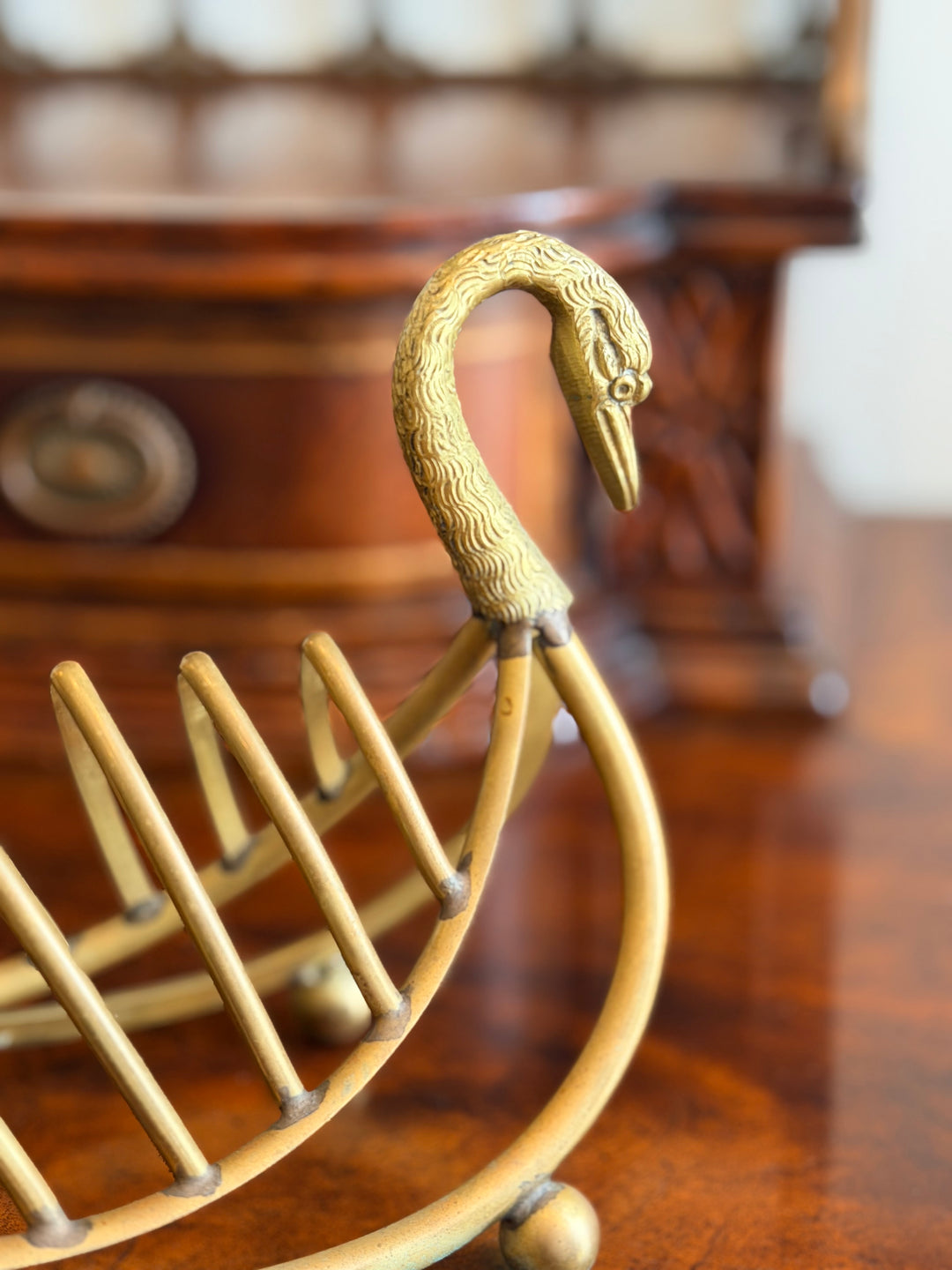 Italian Swan-Form Brass Stationery Holder, 1960, in the Manner of Gio Ponti