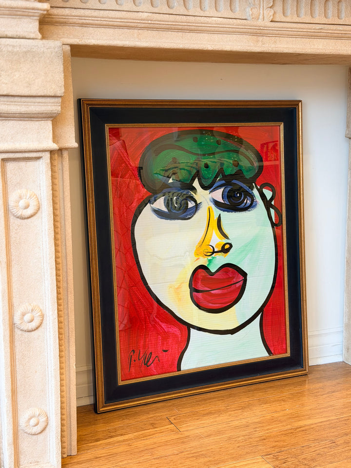 Neo-Expressionist Portrait on Red, Peter Robert Keil, circa 1970s