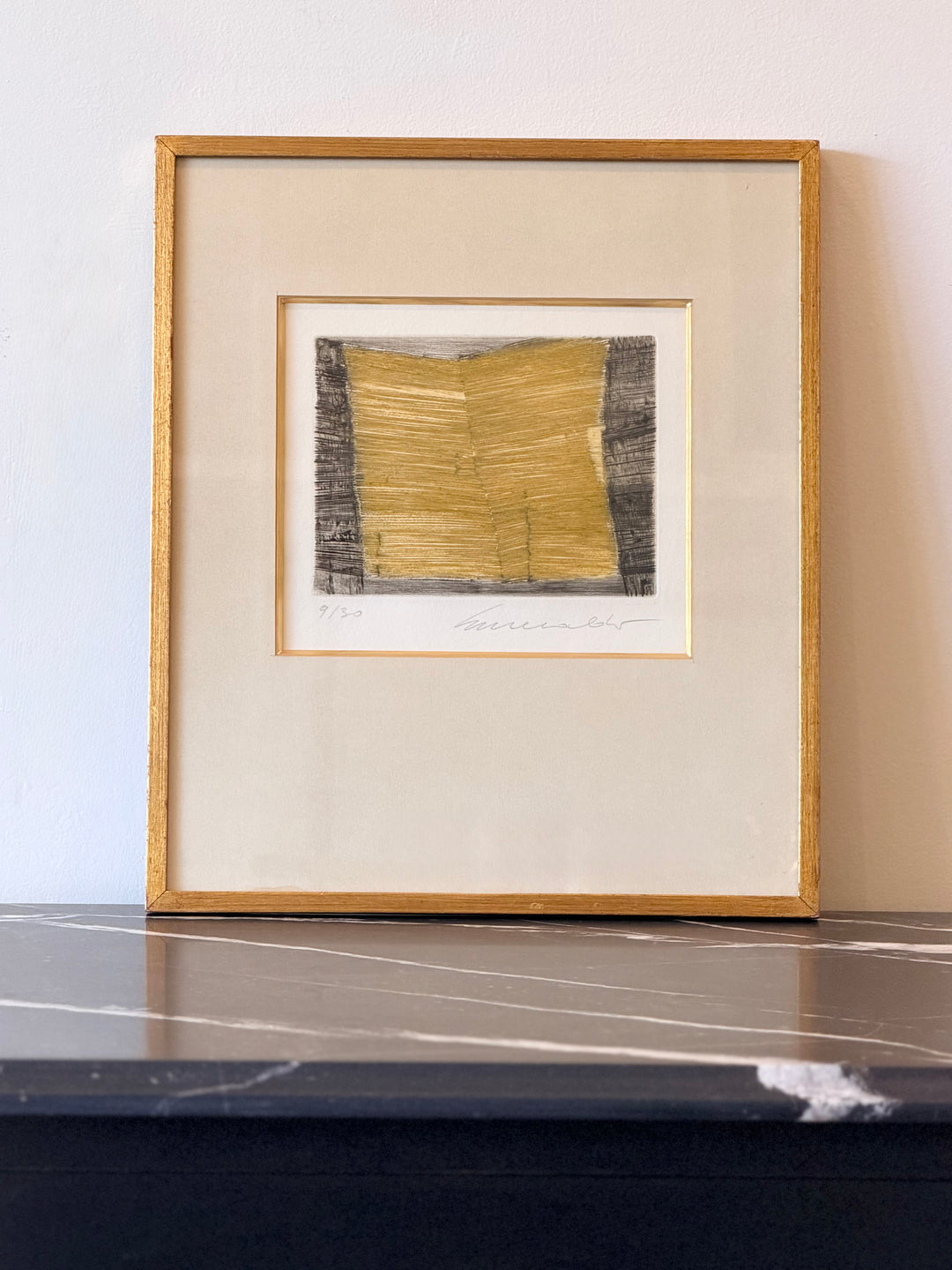 Limited edition Sévrulo Esmeraldo abstract etching from Brazil, signed, edition 9 of 30, by Housebound Interiors.