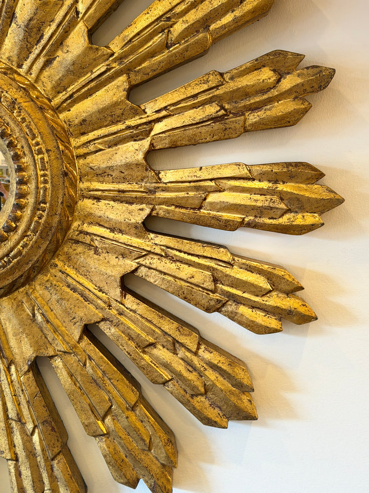 Contemporary Giltwood Sunburst Convex Mirror