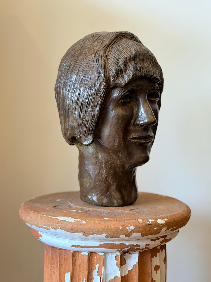Vintage Modernist Bronze Portrait Bust Study