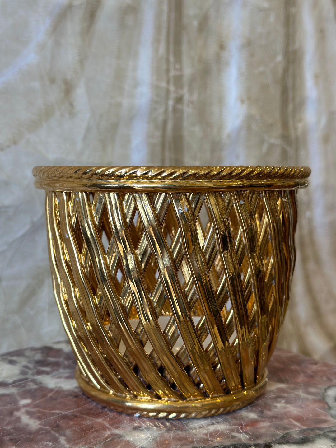 Italian Gilt Rope Jardiniere