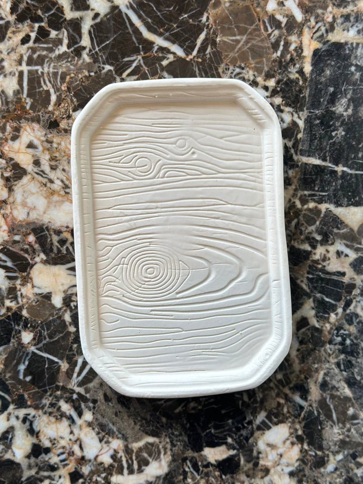 White Faux Bois Valet Tray