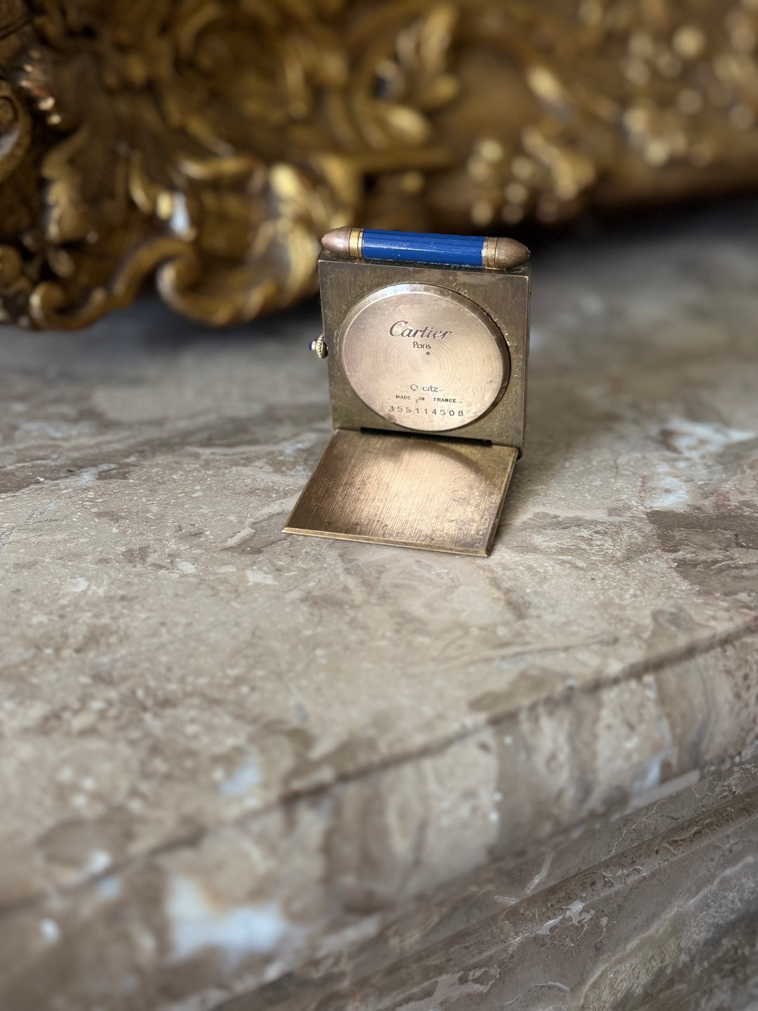 Cartier Paris Lapis Dial Folding Desk Clock, France