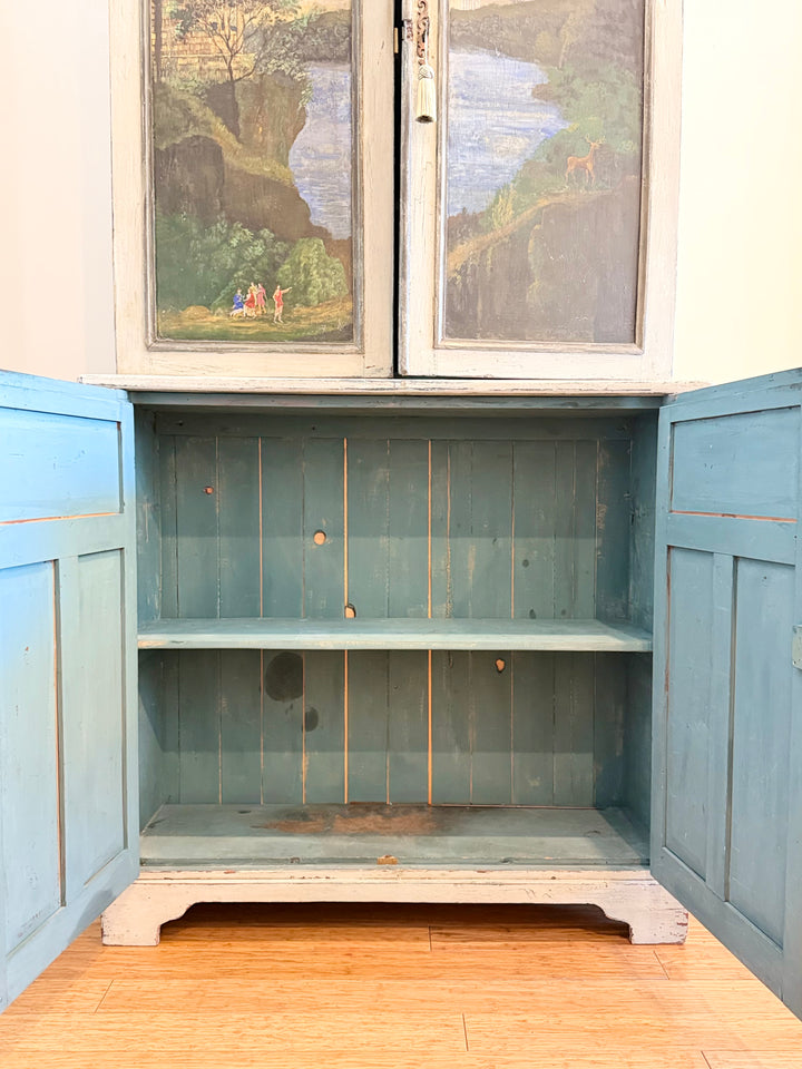 Early 20th Century Italian Hand-Painted Landscape Cabinet