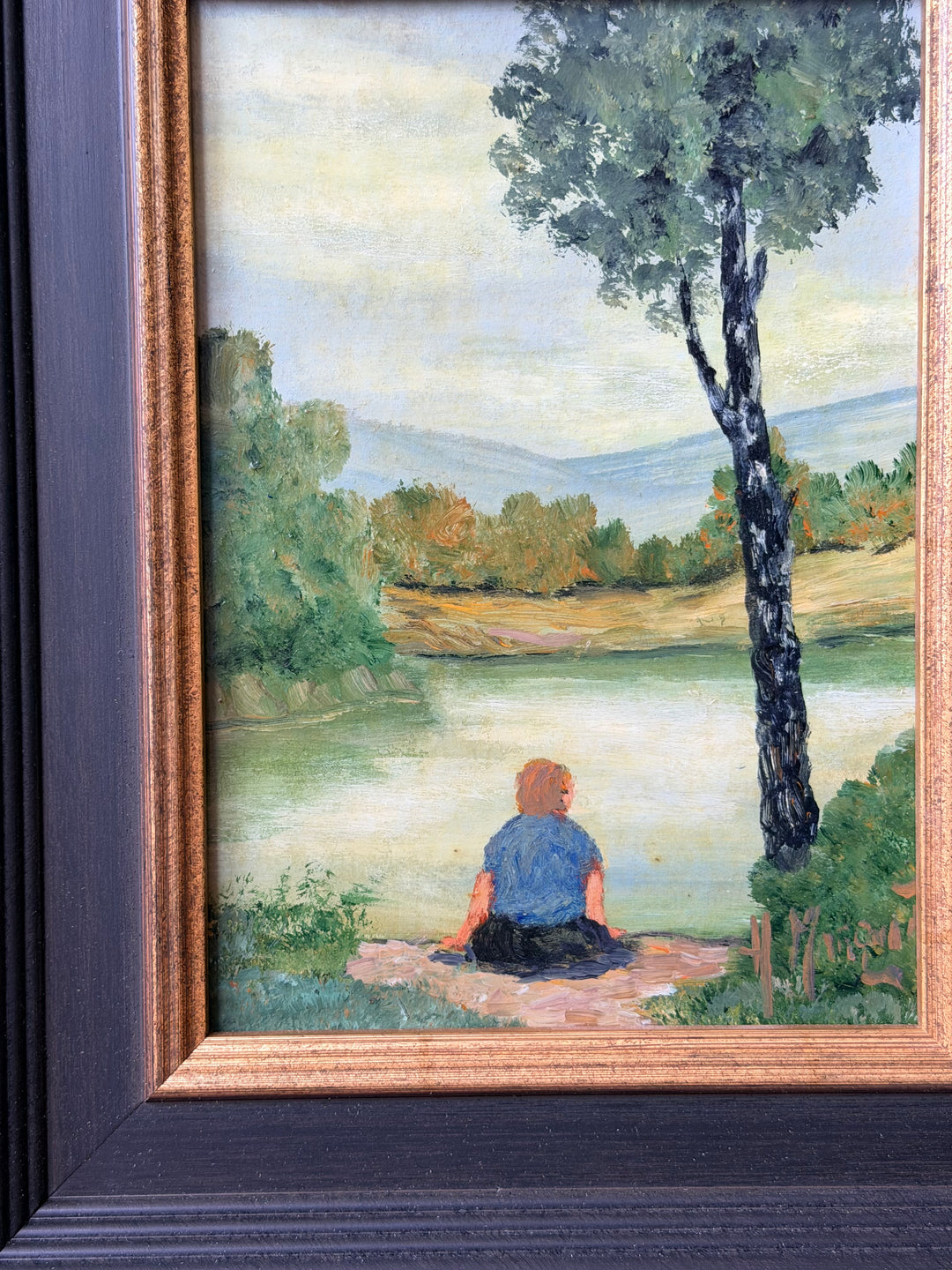 French Lakeside Landscape with Seated Figure