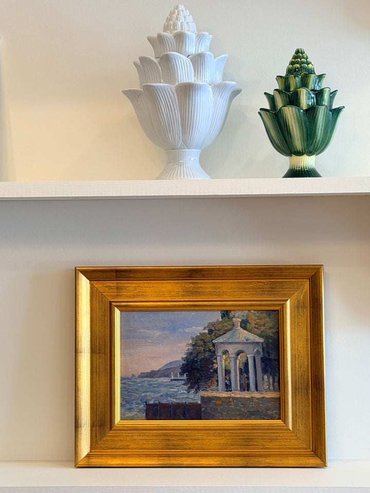 20th Century French Coastal Landscape with Neoclassical Pavilion