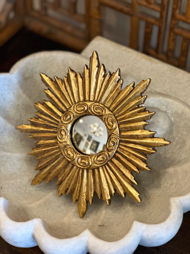 Small Gilt Sunburst Convex Mirror