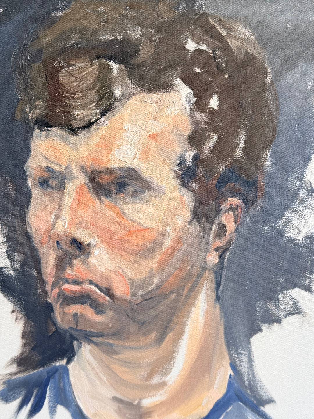 Late 20th Century Expressionist Male Portrait Study on Canvas