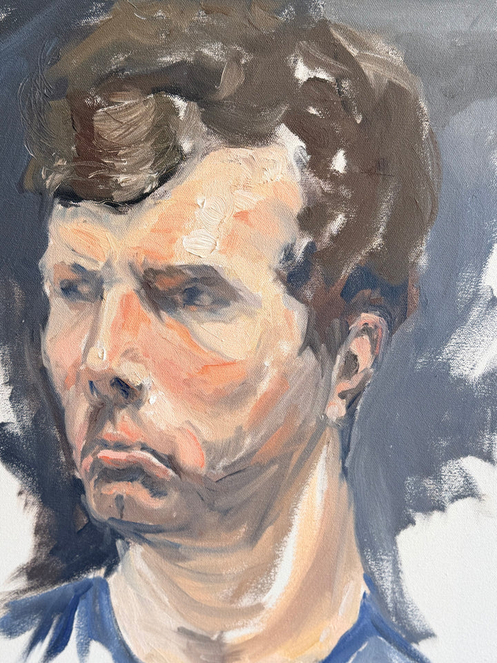 Late 20th Century Expressionist Male Portrait Study on Canvas