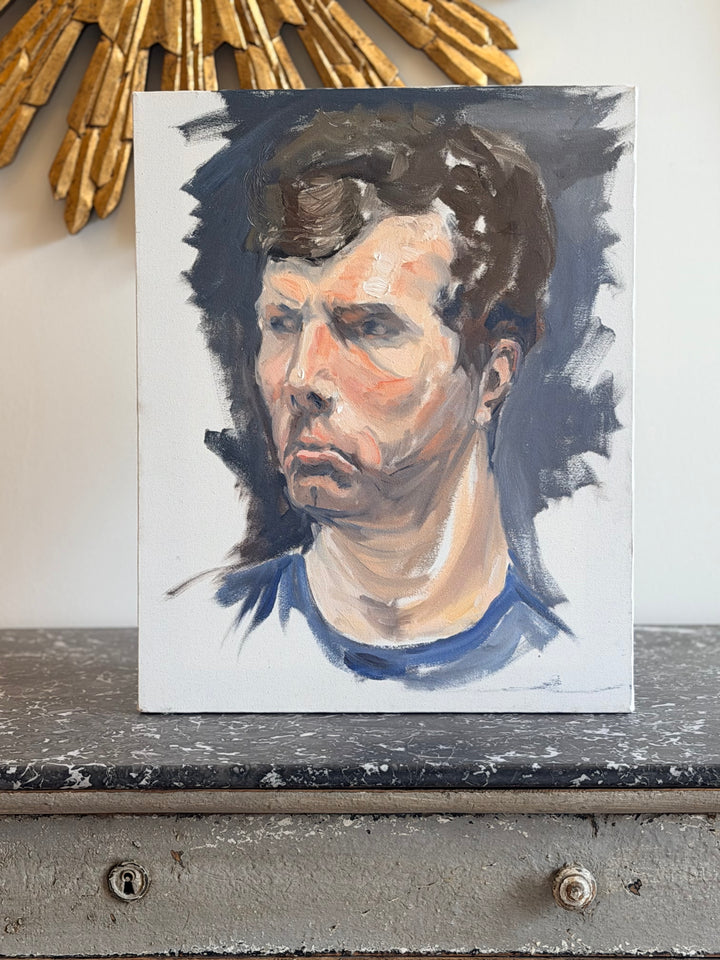 Late 20th Century Expressionist Male Portrait Study on Canvas